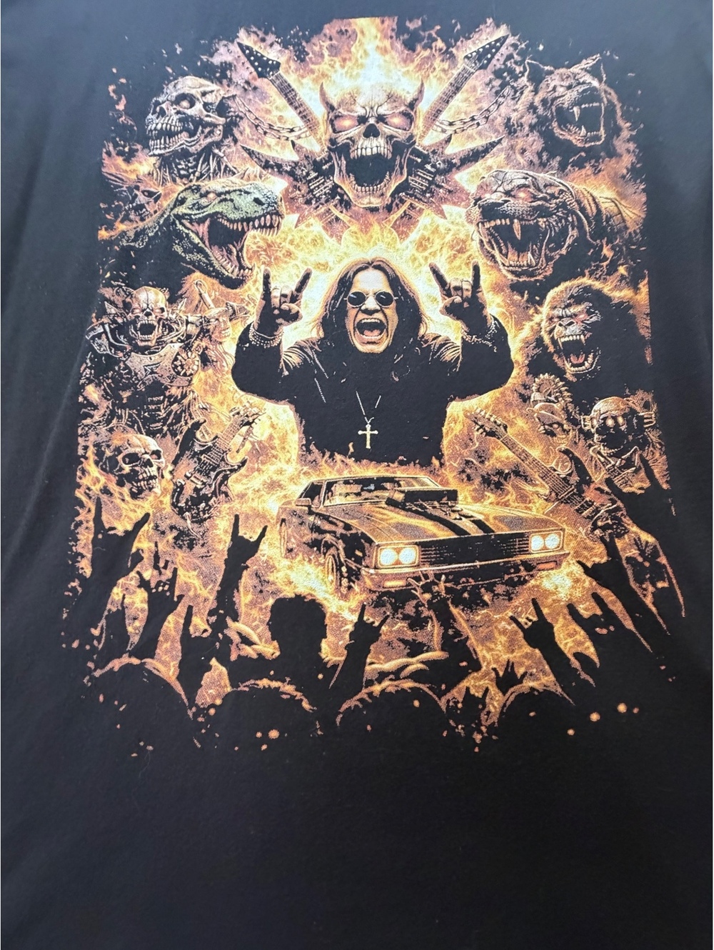 Hanes X-Temp Ozzy Osbourne Fire Skull Graphic Rock Band Men’s XL